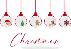 merry christmas banner with hanging ball decoration png