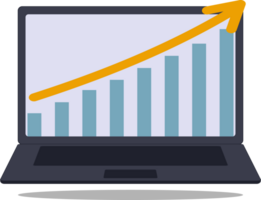 crescimento gráfico gráfico em uma computador portátil tela. o negócio análise conceito e finança png