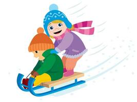 Tobogganing on White vector