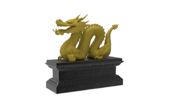 a golden dragon statue on a black base png