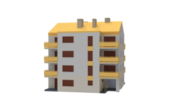 an apartment building with a yellow balcony png