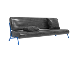 svart soffa med blå ben png
