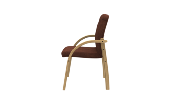 a chair with a brown seat and wooden frame png