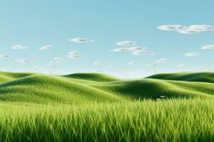 AI generated Green grass field. Summer landscape scene mockup. generative ai. photo