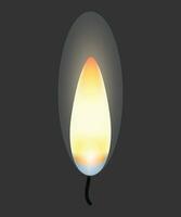 burning candle flame on black background vector