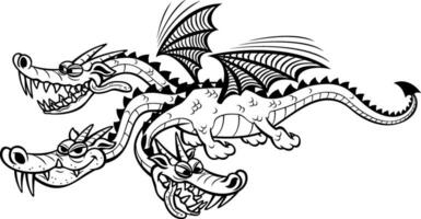 Cartoon Dragon Line Art vector