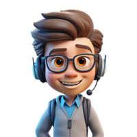 AI generated 3D Cute cartoon call center character png