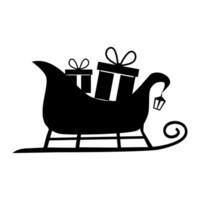 silhouette vector of Santa sleigh with piles of presents. Vector illustration