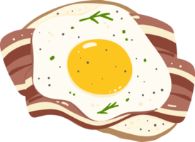 Bacon fritte uovo su crostini Sandwich prima colazione illustrazione png