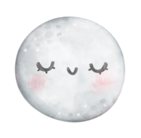 Cute Full Moon watercolor png