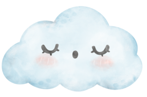 carino blu nube acquerello illustrazione png