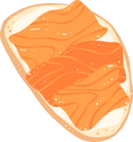 Salmon on sour cream sandwich toast illustration png