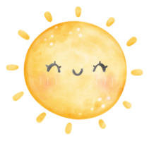 söt Sol vattenfärg png