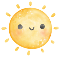 söt Sol vattenfärg png