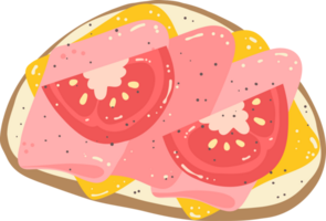 Breakfast sandwich Ham cheese tomato on toast illustration png