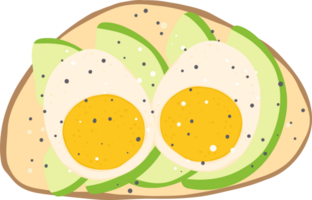 café da manhã sanduíche ovo abacate em torrada ilustração png
