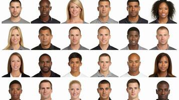 AI generated High resolution passport style portraits showcasing unique facial features of diverse ethnicities photo