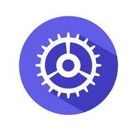 Gear vector icon.flat style of a gear wheel on a circular background with a long shadow.vector illustration