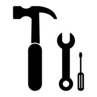 llave inglesa. destornillador y martillo. herramientas icono en de moda plano estilo aislado en blanco antecedentes. vector