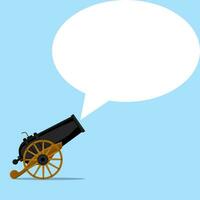 Cannon and speech bubble. Advertising business promotion. Marketing concept eps vector