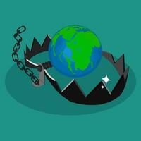 The world and trap. The world is trapped. Concept of environmental conservation. vector illustration