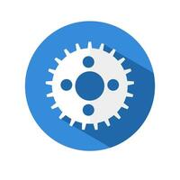 Gear vector icon.flat style of a gear wheel on a circular background with a long shadow.vector illustration