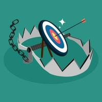 Goals and traps. The concept of wrong targeting. vector illustration