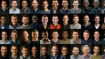 AI generated Vibrant passport style portraits capturing the distinct facial features of diverse ethnicities photo