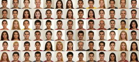 AI generated High res passport style portraits of diverse ethnicities, highlighting unique facial features photo