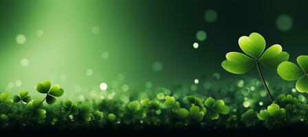 AI generated Festive stPatricks day wallpaper featuring vibrant green tones and delightful shamrocks photo