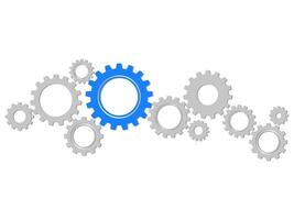 Cogwheel symbol. Mechanism.concept process.Infographic header with gray and blue gears on transparent background vector