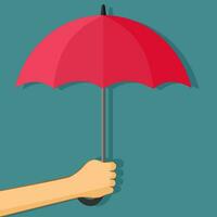 Human hands holding an umbrella. Isolated on background. vector illustration