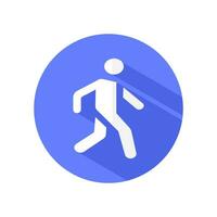 Man walking flat white icon on round color background.Vector illustrator eps vector