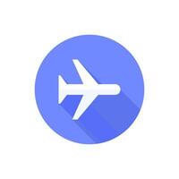 Air plane from above long shadow icon. Simple glyph.Airport icons for ui and ux.website or mobile application vector