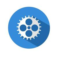 Gear vector icon.flat style of a gear wheel on a circular background with a long shadow.vector illustration