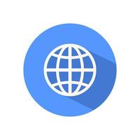 Globe with long shadow. Eart planet icon vector. Simple earth planet sign in modern design style for website vector