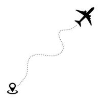 Plane icon and airplane flight path with a start point and dashed track.Vector illustration vector