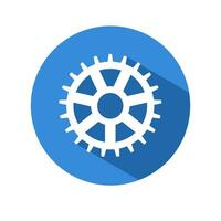 Gear vector icon.flat style of a gear wheel on a circular background with a long shadow.vector illustration