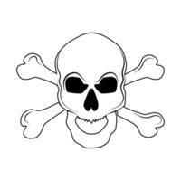 Outline Skull with bones sign.Danger or poison flat vector icon for websites .Vector illustration