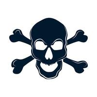 Skull with bones sign.Danger or poison flat vector icon for apps and websites .Vector illustration