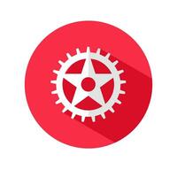 Gear vector icon.flat style of a gear wheel on a circular background with a long shadow.vector illustration