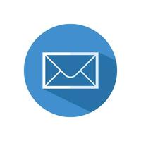 White Mail and e-mail icon isolated with long shadow. Envelope symbol e-mail. Email message sign.Vector vector