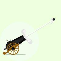 Shooting an ancient cannon. Ramadan. Medieval weapons on a green background vector