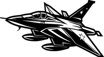 Fighter Jet, Black and White Vector illustration