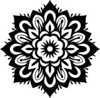 mandala - negro y blanco aislado icono - vector ilustración