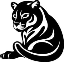 leopardo - negro y blanco aislado icono - vector ilustración