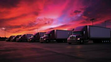 AI generated logistics truck warehouse background photo