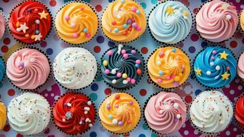 AI generated dessert decorated cupcake food photo