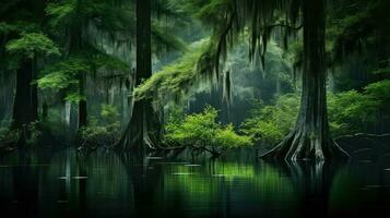 AI generated nature cypress swamp landscape photo