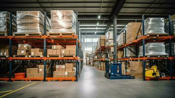 AI generated distribution storage warehouse background photo